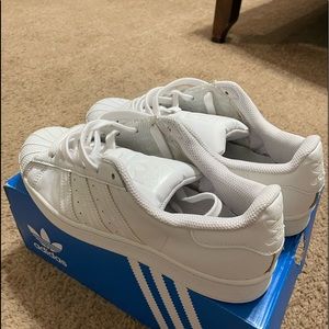 All White Adidas Superstar Shoes